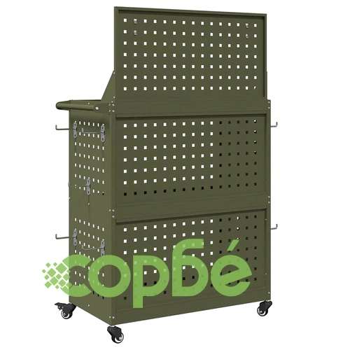 Количка за инструменти от студено валцувана стомана - маслиненозелена 65x35x111 см ➤ топ цена ➤ sorbe.bg