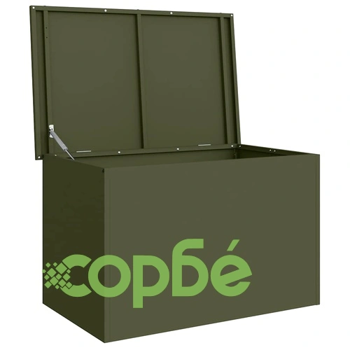 Кутия за градински възглавници от поцинкована стомана, 80 x 50.5 x 50 см, маслиненозелена ➤ топ цена ➤ sorbe.bg
