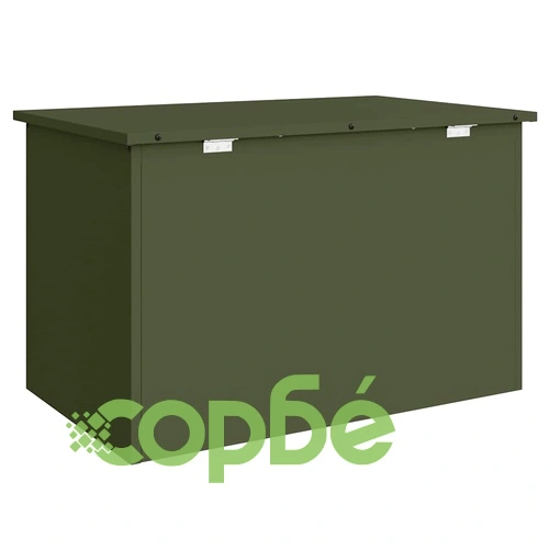 Кутия за градински възглавници от поцинкована стомана, 80 x 50.5 x 50 см, маслиненозелена ➤ топ цена ➤ sorbe.bg