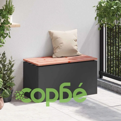 Градинска пейка от дърво и стомана, Черно, 80 x 40 x 43 см ➤ топ цена ➤ sorbe.bg
