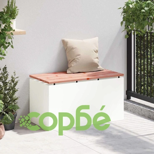 Градинска пейка Бяло 80 x 40 x 43 см, Стомана и Дъбово Дърво ➤ топ цена ➤ sorbe.bg