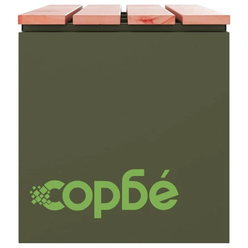 Градинска пейка от дърво и стомана, Маслиненозелено, 80 x 40 x 43 см ➤ топ цена ➤ sorbe.bg