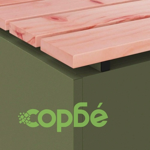 Градинска пейка от дърво и стомана, Маслиненозелено, 80 x 40 x 43 см ➤ топ цена ➤ sorbe.bg