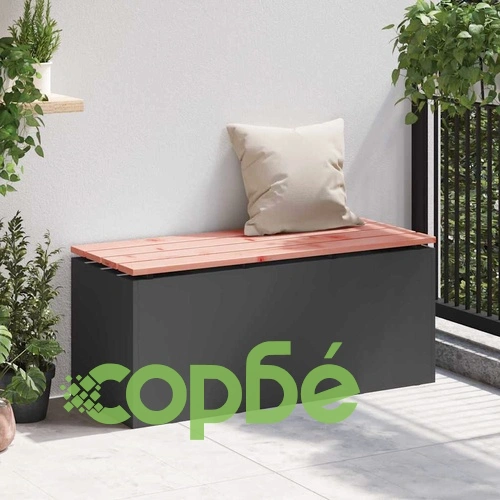 Градинска пейка от дърво и стомана, 100 x 40 x 43 см, Черно ➤ топ цена ➤ sorbe.bg