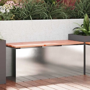 Градинска пейка от неръждаема стомана с дъбов плот 100x40x43 см