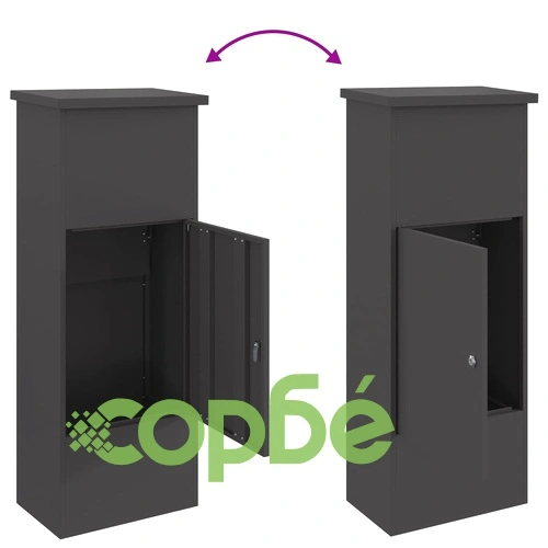 Пощенска кутия за пратки, Черно, 44,5 x 29 x 110,5 см, Стомана ➤ топ цена ➤ sorbe.bg