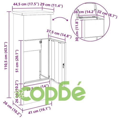 Пощенска кутия за пратки от стомана 44.5x29x110.5 см бяла ➤ топ цена ➤ sorbe.bg