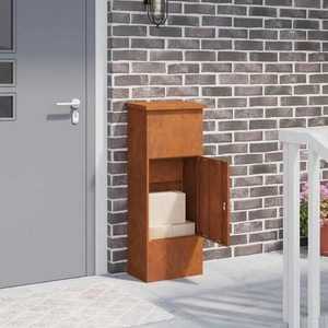 Пощенска кутия за пратки от патинираща стомана 44.5x29x110.5 см