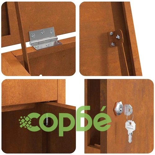Пощенска кутия за пратки от патинираща стомана 44.5x29x110.5 см ➤ топ цена ➤ sorbe.bg