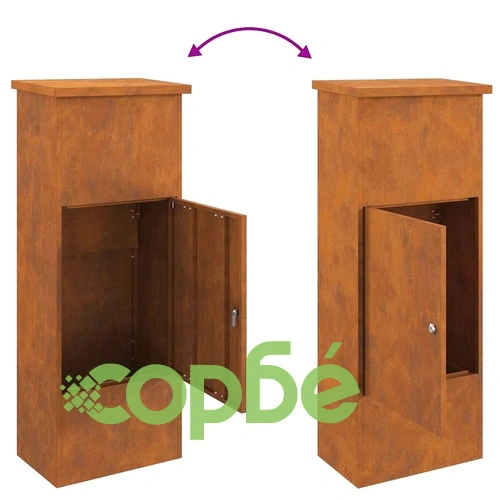 Пощенска кутия за пратки от патинираща стомана 44.5x29x110.5 см ➤ топ цена ➤ sorbe.bg