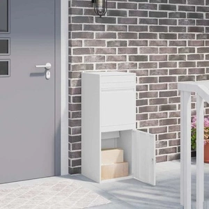 Пощенска кутия за пакети бяла 41x38x103 см стомана за външно използване
