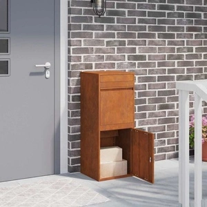 Пощенска кутия за пратки от патинираща стомана 41 x 38 x 103 см
