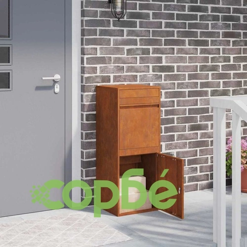 Пощенска кутия за пратки от патинираща стомана 41 x 38 x 103 см ➤ топ цена ➤ sorbe.bg