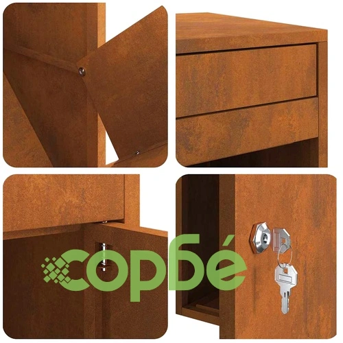 Пощенска кутия за пратки от патинираща стомана 41 x 38 x 103 см ➤ топ цена ➤ sorbe.bg