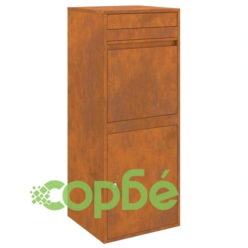 Пощенска кутия за пратки от патинираща стомана 41 x 38 x 103 см ➤ топ цена ➤ sorbe.bg