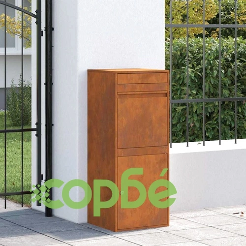 Пощенска кутия за пратки от патинираща стомана 41 x 38 x 103 см ➤ топ цена ➤ sorbe.bg