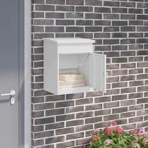 Пощенска кутия за пакети бяла 44x35x59 см стомана с ключалка