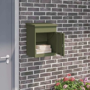 Пощенска кутия за пакети стомана маслиненозелен 44x35x59 см външна употреба