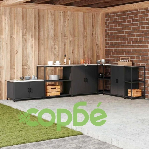 Кухненски рафт за съхранение черен 90x50x92 см стомана ➤ топ цена ➤ sorbe.bg