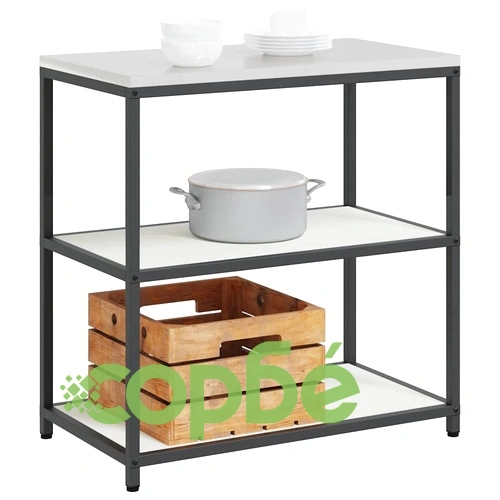 Кухненски рафт за съхранение бял стомана 90x50x92 см с 2 рафта ➤ топ цена ➤ sorbe.bg