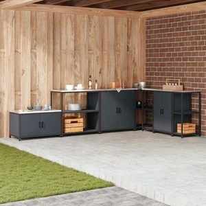 Кухненски рафт за съхранение от стомана - Антрацит, 90x50x92 см