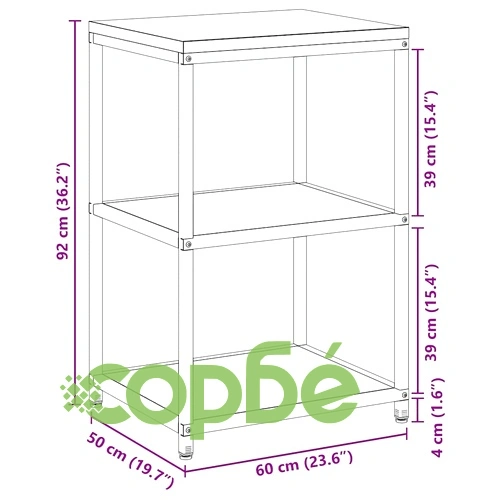 Кухненски рафт за съхранение бял стомана 60x50x92 см с 2 рафта ➤ топ цена ➤ sorbe.bg