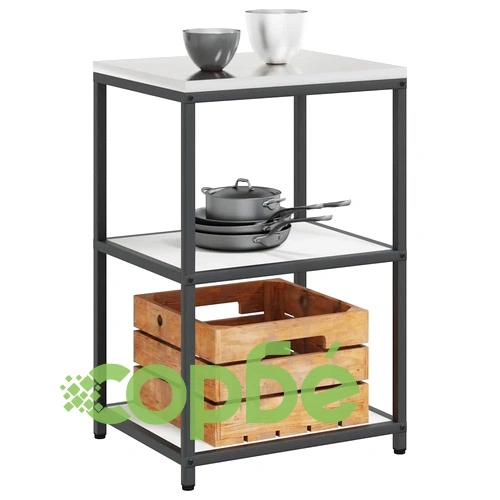 Кухненски рафт за съхранение бял стомана 60x50x92 см с 2 рафта ➤ топ цена ➤ sorbe.bg