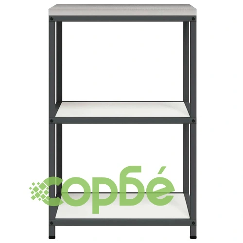 Кухненски рафт за съхранение бял стомана 60x50x92 см с 2 рафта ➤ топ цена ➤ sorbe.bg