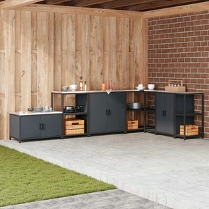 Кухненски рафт за съхранение от стомана антрацит 60x50x92 см с 2 рафта