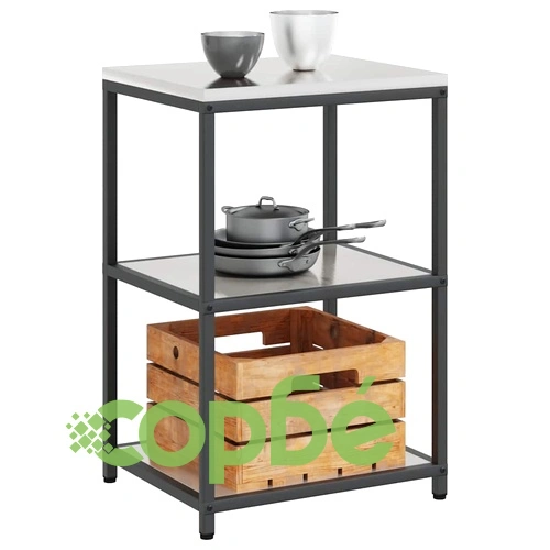 Кухненски рафт за съхранение от неръждаема стомана 60x50x92 см сребрист ➤ топ цена ➤ sorbe.bg