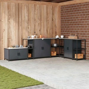 Кухненски рафт за съхранение антрацит стомана 30x50x92 см с 2 рафта