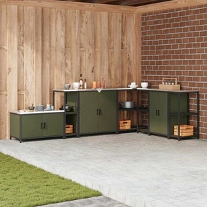 Кухненски рафт за съхранение маслинено зелен 30x50x92 см стомана