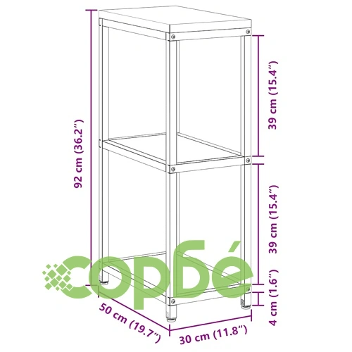 Кухненски рафт за съхранение от неръждаема стомана 30x50x92 см, сребрист ➤ топ цена ➤ sorbe.bg