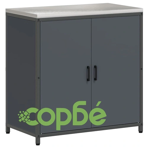 Кухненски шкаф за съхранение антрацит стомана 90x50x92 см с 2 врати и рафтове ➤ топ цена ➤ sorbe.bg