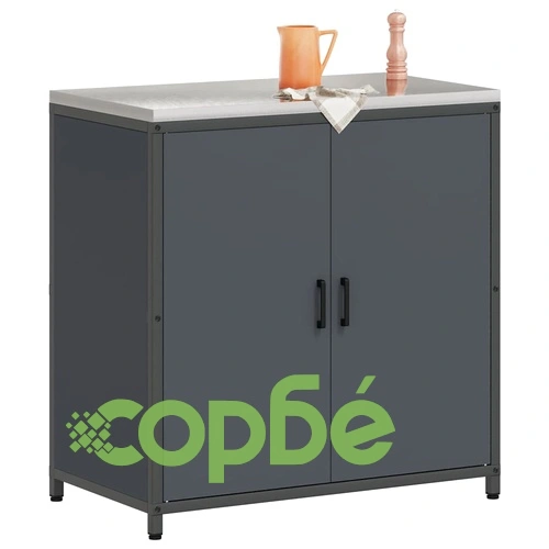 Кухненски шкаф за съхранение антрацит стомана 90x50x92 см с 2 врати и рафтове ➤ топ цена ➤ sorbe.bg