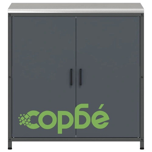 Кухненски шкаф за съхранение антрацит стомана 90x50x92 см с 2 врати и рафтове ➤ топ цена ➤ sorbe.bg