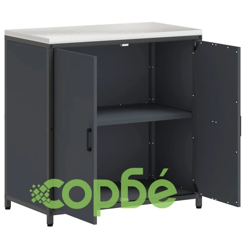 Кухненски шкаф за съхранение антрацит стомана 90x50x92 см с 2 врати и рафтове ➤ топ цена ➤ sorbe.bg