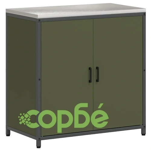 Кухненски шкаф за съхранение с 2 рафта Маслинено зелен Стомана 90x50x92 см ➤ топ цена ➤ sorbe.bg