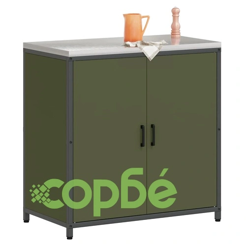 Кухненски шкаф за съхранение с 2 рафта Маслинено зелен Стомана 90x50x92 см ➤ топ цена ➤ sorbe.bg