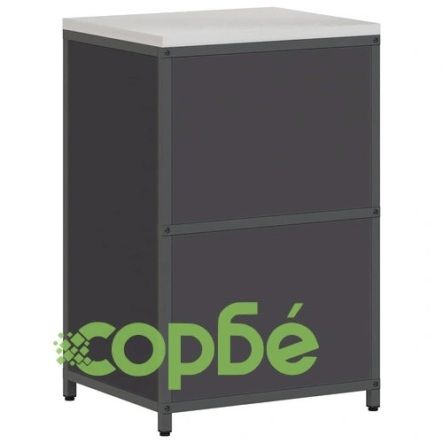 Кухненски шкаф за съхранение черен стомана 60x50x92 см с 2 врати и рафтове ➤ топ цена ➤ sorbe.bg