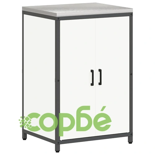 Бял стоманен кухненски шкаф за съхранение 60x50x92 см с 2 рафта и врати ➤ топ цена ➤ sorbe.bg