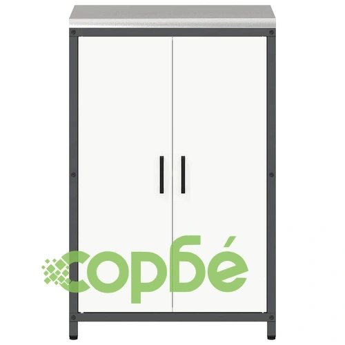 Бял стоманен кухненски шкаф за съхранение 60x50x92 см с 2 рафта и врати ➤ топ цена ➤ sorbe.bg