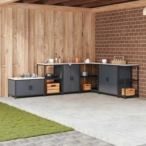 Кухненски шкаф за съхранение с 2 врати Антрацит Стомана 60x50x92 см