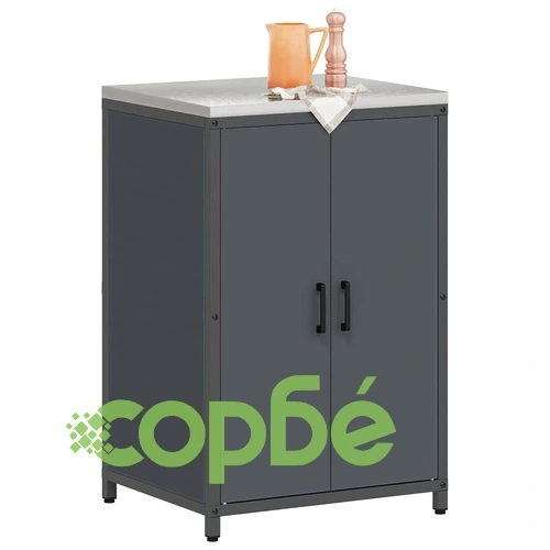 Кухненски шкаф за съхранение с 2 врати Антрацит Стомана 60x50x92 см ➤ топ цена ➤ sorbe.bg