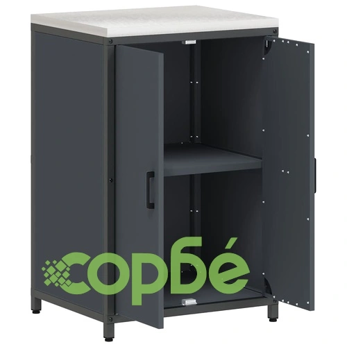 Кухненски шкаф за съхранение с 2 врати Антрацит Стомана 60x50x92 см ➤ топ цена ➤ sorbe.bg