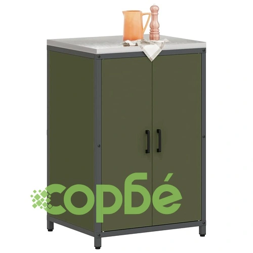 Кухненски шкаф за съхранение от стомана 60x50x92 см маслинено зелен с 2 рафта ➤ топ цена ➤ sorbe.bg