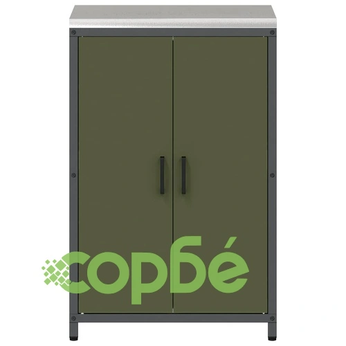 Кухненски шкаф за съхранение от стомана 60x50x92 см маслинено зелен с 2 рафта ➤ топ цена ➤ sorbe.bg