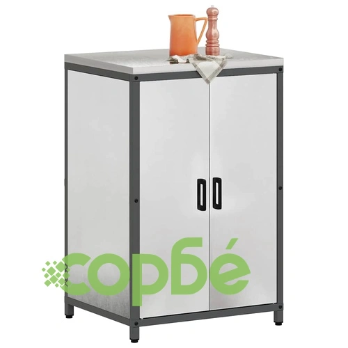 Кухненски шкаф от неръждаема стомана с 2 рафта 60x50x92 см сребрист ➤ топ цена ➤ sorbe.bg
