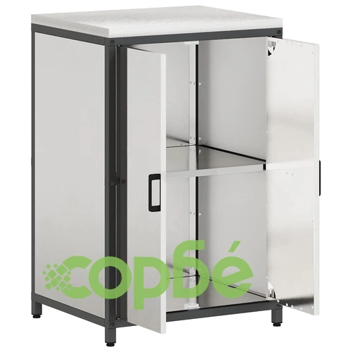 Кухненски шкаф от неръждаема стомана с 2 рафта 60x50x92 см сребрист ➤ топ цена ➤ sorbe.bg