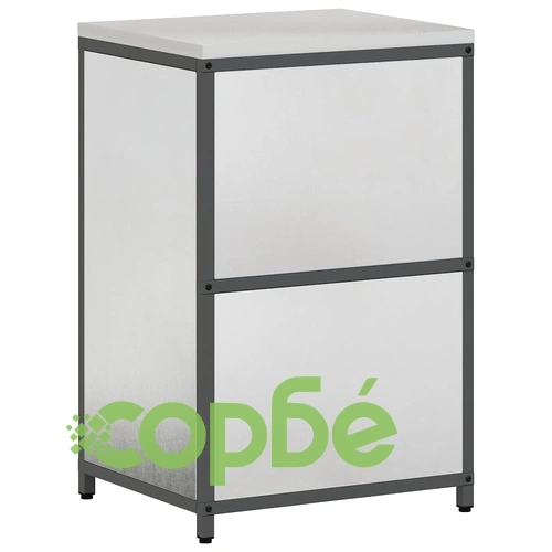 Кухненски шкаф от неръждаема стомана с 2 рафта 60x50x92 см сребрист ➤ топ цена ➤ sorbe.bg